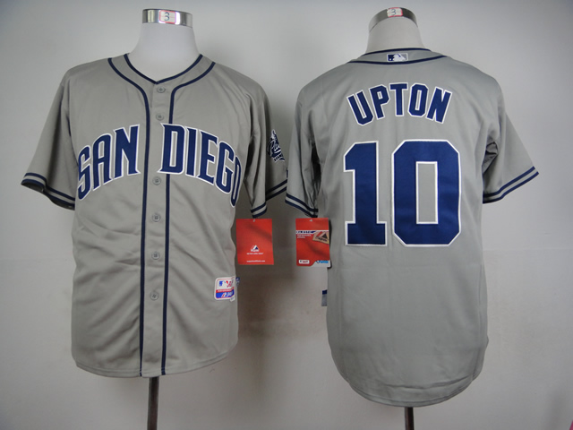 Men San Diego Padres #10 Upton Grey MLB Jerseys
